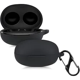 KACA Protective Shockproof Silicone Cover Case with Buckle Compatible with Realme Buds Q2 / Realme Buds Air 2 Neo Earbuds (Black) image 1