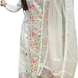 gosriki Women's Rayon Viscose Straight Embroidered Kurta with Pant & Dupatta-picture-31