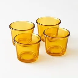 OGGN Decorative Votive Glass Tealight Candle Holders Set of 4, Colorful T-Light Votives Holder, Diwali Decoration Items, Christmas Tealights, Ideal for Centerpiece & Festive Décor (Yellow)-picture-27