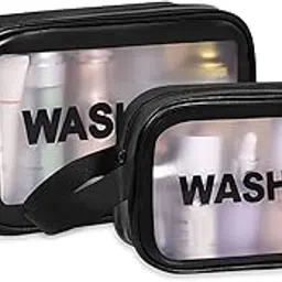 ERHETUS Premium Makeup Pouches Set for Women | Waterproof & Spacious Cosmetic Bags for Girls | Toiletry Storage Wash Bag | Travel Organizer for Bath Accessories & Grooming Kit (Pack of 2 Pouch, Black)-picture-32