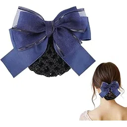 MAYCREATE® Hair Bun Net for Women, Fashion Blue Bow Thickened Hair Net Cover with Clip for Flight Attendants, Bank Staff, Hotel Workers - Keeps Hair Secure, Neat and Elegant Style-picture-13