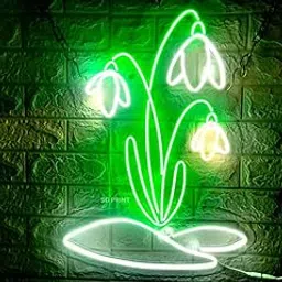 SG PRINT Flower Neon Sign LED Flower Neon Light Sign for Bedroom Wall Decor Flower Shop Business Sign Neon Sign for Living Room Wall Art Decoration Girl Gift Birthday Gift(24X12) white+Green-image-91