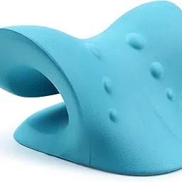 ZUDELLA Neck and Shoulder Relaxer, Cervical Traction Device for TMJ Pain Relief and Cervical Spine Alignment, Chiropractic Pillow Neck Stretcher-Blue Color-picture-28