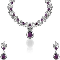 reesha jewel Rhinestone Link Necklace and Earrings Set, Teardrop Pendant, Fashion Jewellery for Women-picture-23