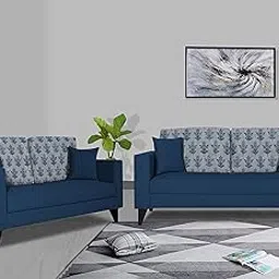 Adorn India Parker Leaf 3+2 5 Seater Sofa Set (Blue) Martin Plus (3 Year Warranty)-picture-15