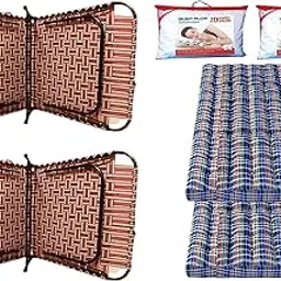 PS PARVESH SMART (2 Pieces Combo Folding Bed 3 X 6ft Strong | Multipurpose | Multicolor with Pillow and Matrress-image-9