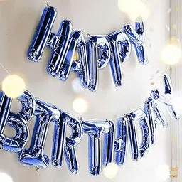 ITAF Happy Birthday 13 Letters Metallic Blue Foil Balloons Banner/Reusable Balloons For Birthday Decoration of Friends/Boys/Girls/Mother/Father/Husband/Wife-image-20