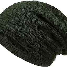 infispace Winter Woolen Unisex Fur Fleece Lined Stylish Beanie Knitted Cap with Neck Warmer for Men and Women-picture-27