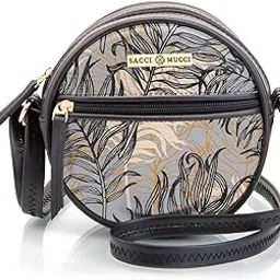 sacci mucci Round Round Sling Bag Printed Sling Bag For Girls Crossbody Bag For Women gifts for women Shoulder Bag with Strap - Botanical-picture-12