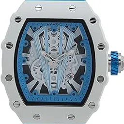 havoc craft Men's Luxury Sports Watch 30M Waterproof Tonneau Chronograph | Analog Quartz Wristwatch with Time & Day Function | Premium Square Dial, Shock-Resistant & Anti-Magnetic Silicone Strap-picture-42