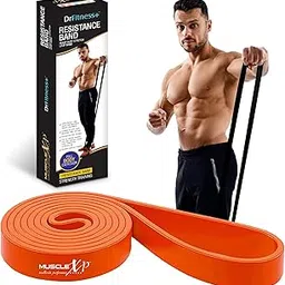 MuscleXP Dr Fitness+ Natural Rubber Heavy Duty Stretch Resistance Loop Band For Full Body Exerciser, Physical Therapy - Orange, 35-48 kg-picture-31