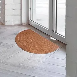Encasa XO Coir Door Mats for Home Entrance | (75x45 cm), Half Round Natural | Thick Anti-Slip Doormat with PVC Back | Ideal for Indoor, Outdoor, Patio, Home and Office | Durable and Easy to Clean-image-13