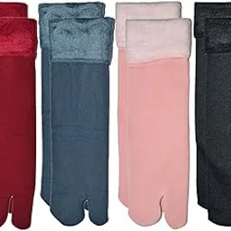 medlas Women's Ankle Length Cotton & Fur Socks Pack of 4 Velvet Ankle Socks for with Thumb, Winter Soft Fur Thermal Socks-picture-11