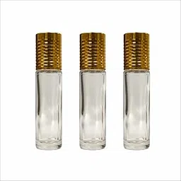 CLOAKKINGS by Riza Fragrance 6ml Refillable Roll-On Attar Bottle | Leakproof Clear Glass Empty Bottle with Plastic Roller & Golden Cap for Perfumes, Essential Oils, Lip Balm, etc. | 3 pcs-picture-14