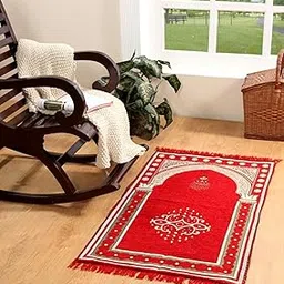 Traditional Prayer Mat (Red, Chenille, Standard)-picture-32