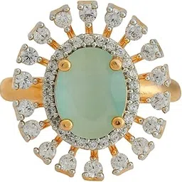 kushal's Fashion Jewellery Mint Rodium Gold Plated Ethnic Zircon Finger Ring - 424692-picture-34