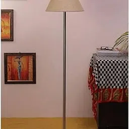 Nautical Gallery Floor Standing Premium Silver Lampshade Cone Shape Style for Living Room Corner, Home, Hotel, Office (Jute, 12 Inches, 5Ft Height (Metal)-image-47