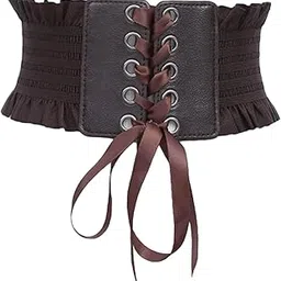 Women Charm Waistband Wide Underbust Cosplay Strechy Bow Tie High Waist Dark Brown | Clothing, Shoes & Accessories | Womens Accessories | Belts-image-42