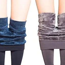 fabme Winter Warm Thermal Fleece Lined Women Leggings Pants (Waist Size : 26 to 34 Inch Stretchable) - Pack of 2-picture-55