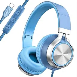 INFURTURE USB C Headphones Wired with Mic & Volume Control, Tangle-Free Plaiting Line, Over/On-Ear Headphones, Lightweight Foldable for Shool, Tablet, Samsung, iPhone 16/15 Series-picture-30