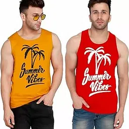 bqf Men's Cotton Printed Vest, Baniyan, Innerwear Combo Pack of 2 Multicolour Pack-picture-49