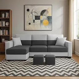 Aden LHS 4 Seater L Shape Sofa Set for Living Room (Black Grey Colour Fabric) Premium Fabric Sofa Set for Living Room-picture-22
