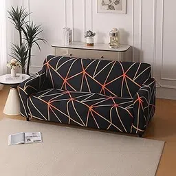 HOKIPO 'Modern Grace' Stretchable Sofa Cover 3 Seater Fully Covered, Midnight Lines (IN-852-I2)-picture-11