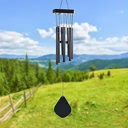 ZAICUS Wind Chime for Balcony & Home Decor | 25 Inch Black Metal Hanging Chimes for Garden, Outdoor & Indoor Use | Decorative Birthday Gift Showpiece-picture-45