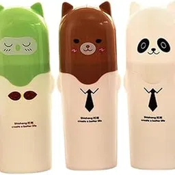 KidsZeeNie® Portable Toothbrush Holder Cover | Cute Cartoon Animal Toothpaste Storage Box | Plastic Travel Case with Mug | Toiletry Container for Home & School | Oral Care Product Keeper- Set of 3-picture-18