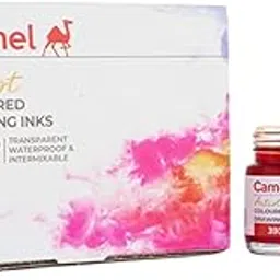 Camlin Pack of 12 Coloured Drawing Inks in 20 ml Bottles-picture-53