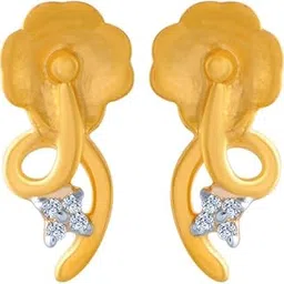 p.c. chandra jewellers 14k (585) Yellow Gold and American Diamond Stud Earrings for Women-picture-46
