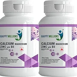 HappyMIllions Calcium, Magnesium, Zinc with Vitamin D3 Tablets | May Help Strong Bone & Teeth Support Muscle Health | Pack of 2-picture-45