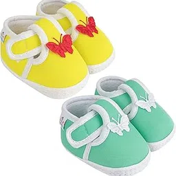 neska moda 12 To 18 Months Baby Boys & Girls Pack of 2 Pair Cotton Butterfly Hook & Loop Baby Booties-picture-25