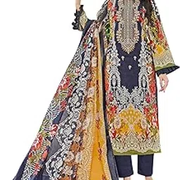 riwaayat trends Lawn Cotton Pakistani Embroidered Suit Dress Material with Unstitched Bottoms and Cotton Dupatta-picture-37