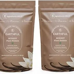 Earthful Honest Plant Protein | 24g Protein/Serving & 4.9g BCCAs | For Weight Management, Energy, Muscle Support & Recovery | Made with Pea & Brown Rice | Madagascar Vanilla - 481g | Pack of 2-picture-15