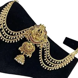 KGR Splash Lakshmi Design Multicolor Stones 2layer Jada Billai With 3layer White Pearls Hanging Jada Billai For Hair-image-38