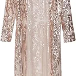 Cloak Coat Dress for Women y Sequins Perspective Cardigan Cloak Golden Clothing Shoes & Accessories | Womens Clothing | Coats & Jackets-image-23
