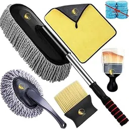 LUDE Premium Car Cleaning Accessories 2025 -Long Handle Duster Microfiber Brush for Interior & Exterior Dust, Scratch-Free 800 GSM Cloth, Car Dustbin, AC Vent Cleaner, After Wash Drying Wiper (5)-image-12