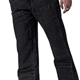 the indian garage co Men Baggy Solid Mid-Rise Carpenter Utility Denim-picture-26