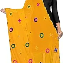 kemza Women's Embroidered Chiffon Dupatta-picture-35