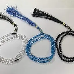 Autarky Crystal Beautiful Tasbeeh/Tasbih/Mala/Beads with Diamond Cut (Blue, White, Black) - Pack of 3-picture-68