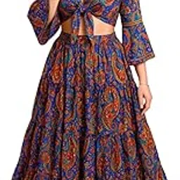 ukal Women Fashion Printed Wrap Top Suit Set Perfect for Beach, Stylish Lehenga Type-picture-20
