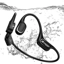 Bone Conduction Swimming Headphones Underwater, Waterproof Earbuds, Bluetooth Open Ear Swim Headphones with Built-in 32G Memory Card Sport Earbuds for Swimming-image-76