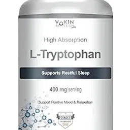 Vokin biotech L-Tryptophan – Support Positive Mood & Relaxation- 400mg (90 Capsules)-image-1