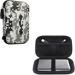 GadgetBite External Printed Hard Drive Disk Enclosure Portable Carrying Case Cover Pouch Casing for 2.5-Inch Hard Drive (White & Black Pixelated)-picture-30