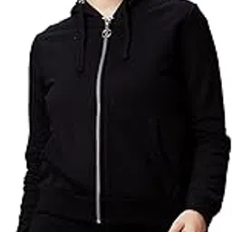 globus Women Black Solid Casual Zip Front Hooded Drop Shoulder Sweatshirt-picture-14