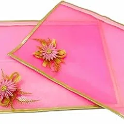 RAAHII Single Saree Cover/Suit Packing 5 Piece Transparent Pvc Decorative Flower Cloth Packing Bag Organizer For Wardrobe Storage Or Wedding Gifting (Pink), 30 x 1 Centimeters, 25 cm-image-3