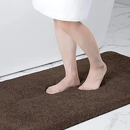 STONEMUNK Anti-Slip Ultra Soft Plush Shaggy Fluffy Microfiber Bath Mats/Doormat for Bathroom, Tub & Shower, Machine Wash Water Absorbent - (1.5x3 Feet, Coffee Plain)-image-19