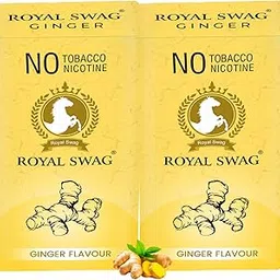 ROYAL SWAG Natural Herbal Cigarettes Ginger Flavour(20 Sticks) 100% Tobacco-Free and Nicotine-Free Ayurvedic Herbs Clove, Tulsi, and More | Free From Additives and Chemicals-image-2