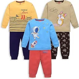 luvlap Baby Boys 100% Cotton Full Sleeve Boys T-Shirt & Pyjama Sets, Pack Of 03-picture-33